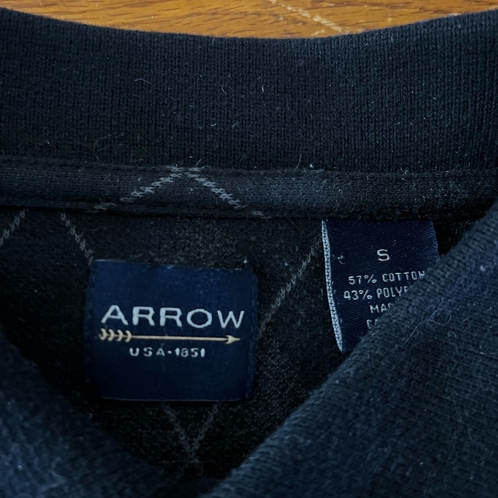 Arrow Men's Black Polo Shirt, vintage black diamond design preppy dark old money